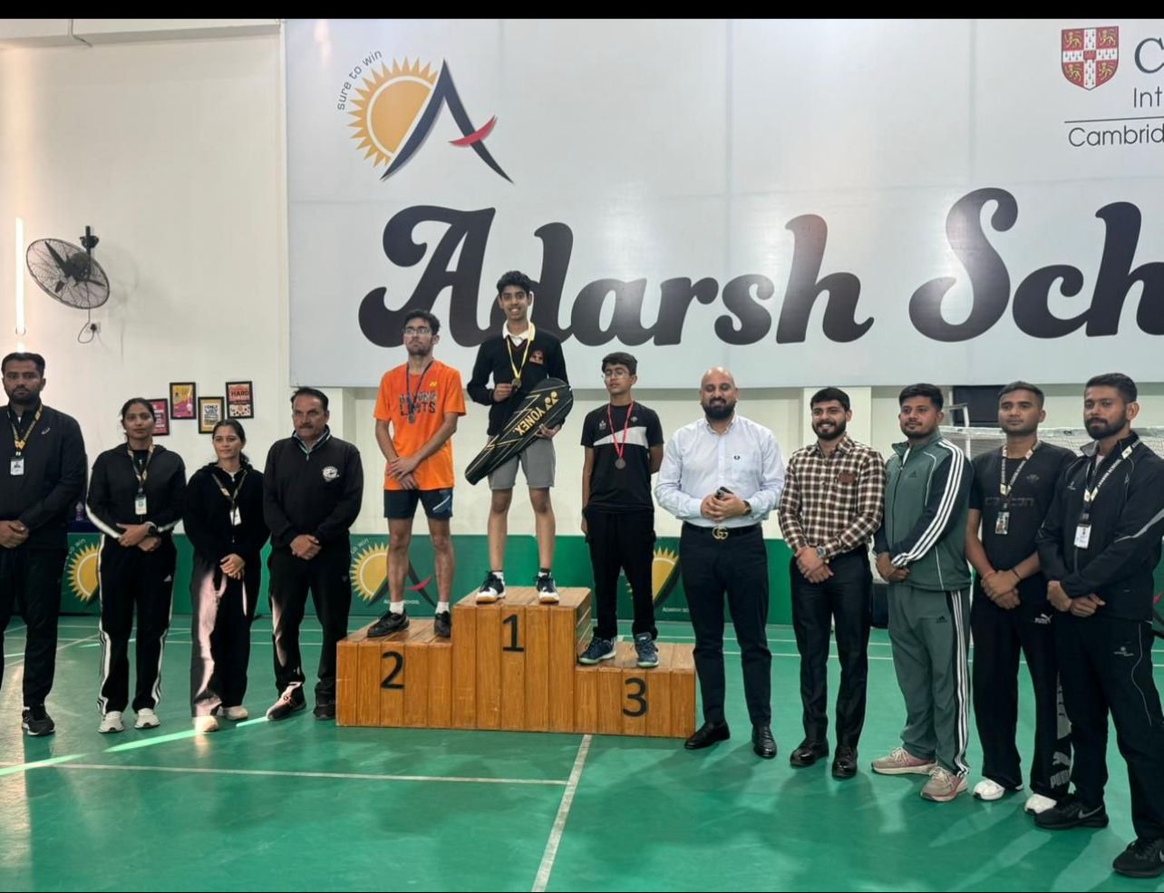School badminton champions group photo